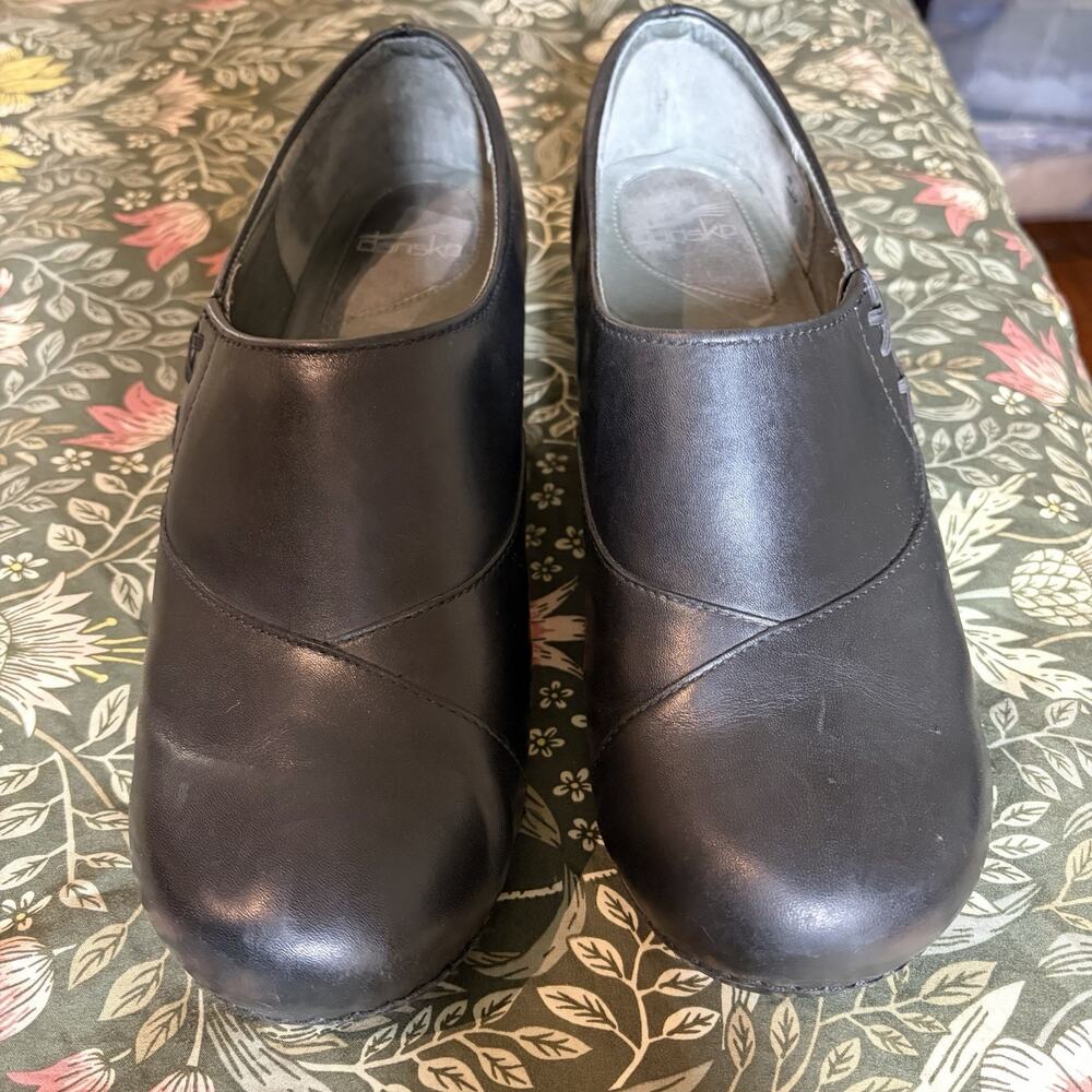 Dansko Stacie Clogs Women's 42 US 11.5 12 Black Leather Slip On Comfort Shoes